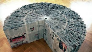 Newspaper Extendable Bench  by Charles Kaisin. 